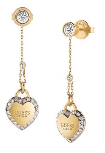 Guess Cercei de lux cu lanț placate cu aur cu cristale Fine Heart JUBE01425JWYGT / U