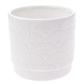 Recipient ceramic ghiveci Shells, alb, 13,5x 12,5 x 12 cm