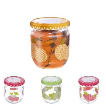 Set borcane din sticlă cu capac pentru conservare Orion Sweet 425 ml, 4 buc., mix culori
