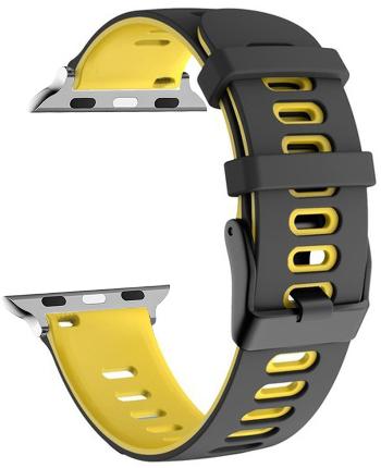 4wrist Curea din silicon pentru Apple Watch - Black Yellow 42/44/45 mm