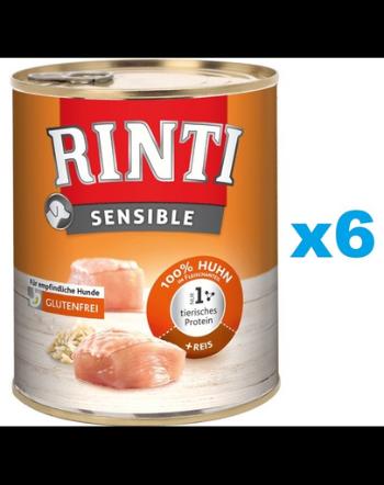 RINTI Sensible pui cu orez 6x800 g hrana caini sensibili