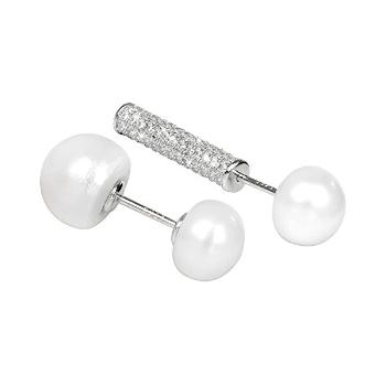 JwL Luxury Pearls Cercei asimetrice din argint cu perle albe reale și zirconiu JL0256