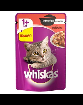 WHISKAS Adult Tocăniță cu vită în aspic 28 x 85 g