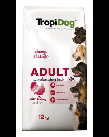 TROPIDOG Premium Adult M&amp;L curcan si orez 12 kg hrana uscata pentru caini de rase medii si mari