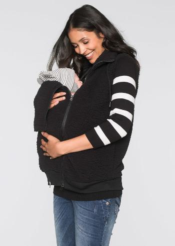 Vestă gravide din fleece cu inserţie pentru bebe
