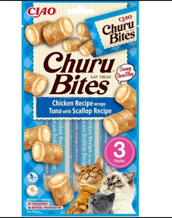 INABA Churu Bites Chicken tuna&amp;scallop wrap 3x10g recompense cu umplutura pentru pisici