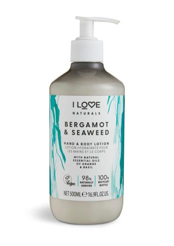 I Love Lapte hidratant pentru corp si mâini Naturals Bergamot & Seaweed (Hand & Body Lotion) 500 ml