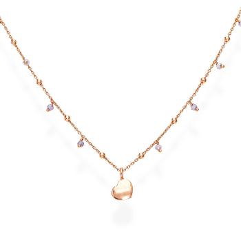Amen Colier din argint placat cu aur roz, cu cristale și inimă Candy Charm CLCURL3