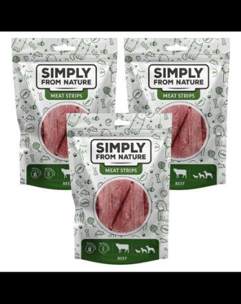 SIMPLY FROM NATURE Meat Strips Benzi carne vita pentru caini 3x80 g