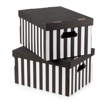 Cutii de depozitare din carton cu capac 2 buc. Stripes – Compactor