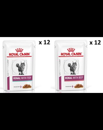 ROYAL CANIN Renal Feline Fish 12 x 85 g + Beef 12 x 85 g