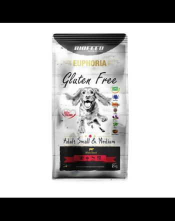 BIOFEED EUPHORIA Gluten Free Mancare fara gkuten caini talie mica si medie, cu vita 12 kg