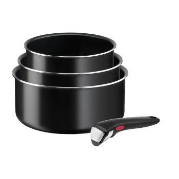 Set de vase pentru gătit 4 buc. din aluminiu Ingenio Easy Cook & Clean Black – Tefal