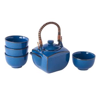 Set 5 piese pentru ceai din ceramică MIJ, albastru