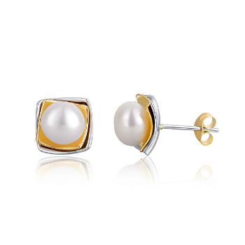 JwL Luxury Pearls Cercei din argint bicolori cu perlă adevărată JL0622