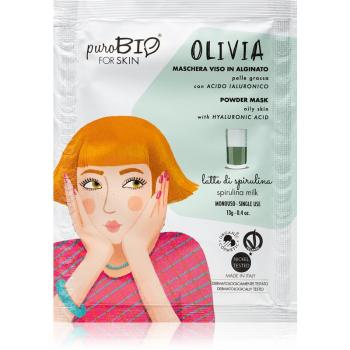 puroBIO Cosmetics Olivia Spirulina Milk mască exfoliantă în pulbere 13 g