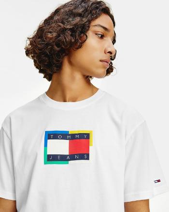 Tommy Jeans TJM Multicolor Flag Tee Alb