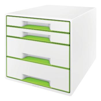 Cutie cu sertare Leitz WOW CUBE, 4 sertare, alb-verde