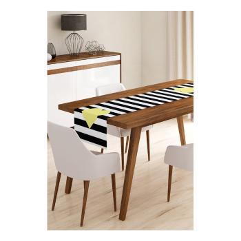 Napron din microfibră pentru masă Minimalist Cushion Covers Stripes with Yellow Heart, 45 x 145 cm