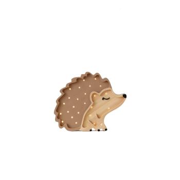 Veioză din lemn de pin maro Little Lights Hedgehog, lungime 30 cm