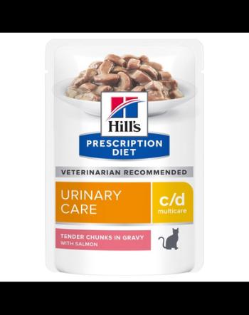 HILL'S Prescription Diet Feline C/D Multicare Urinary care Hrana umeda pisici cu probleme urianare, cu somon 12x85g