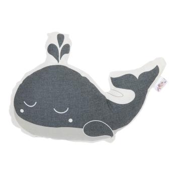 Pernă din amestec de bumbac pentru copii Mike & Co. NEW YORK Pillow Toy Whale, 35 x 24 cm, gri