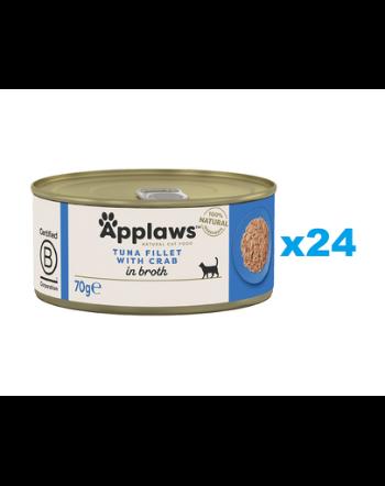 APPLAWS Cat Adult Tuna with Crab in Broth Mancare pisici, cu ton si crab in sos 24x70 g