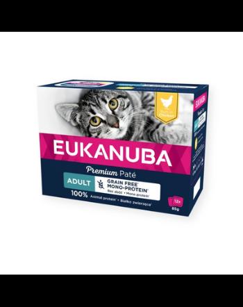 EUKANUBA Grain Free Adult Pateu monoproteic Pui 12 x 85 g