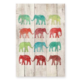 Pictură pe lemn Surdic Elephants Cue, 40 x 60 cm