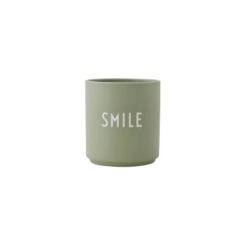 Cană din porțelan Design Letters Favourite Smile, verde salvie