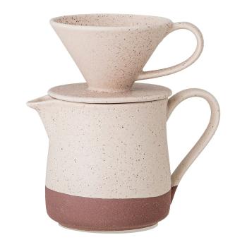 Cafetieră cu picurător din gresie ceramică Bloomingville Franz, 500 ml, bej-alb