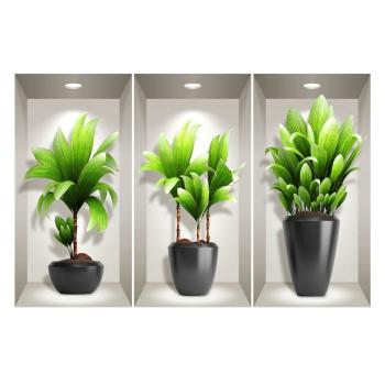 Set 3 autocolante 3D pentru perete Ambiance Exotic Plants