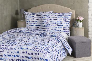 Lenjerie de pat Indigo Dream - alb cu elemente albastre - Mărimea 140x200cm + 70x90cm