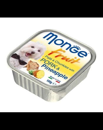 MONGE Fruit Dog hrană umedă pentru câini sub formă de pate, cu porc și ananas 100 g