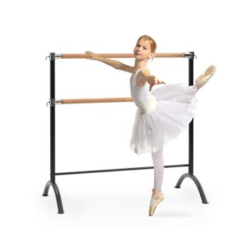 KLARFIT Barre Anna, bară dublă de balet, de sine stătătoare, 110 x 113 cm, 2 x 38 mm