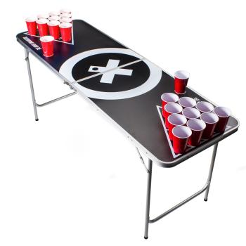 BeerCup Baseliner, set de masă pentru beer pong, audio, suporturi, suport pentru biluțe, 6 biluțe