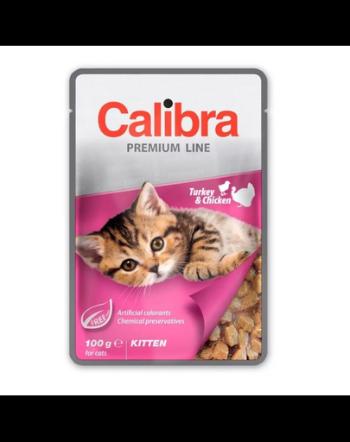 CALIBRA Cat Premium Line Kitten Turkey&amp;Chicken 100 g hrana pentru pisicute, curcan si pui in sos