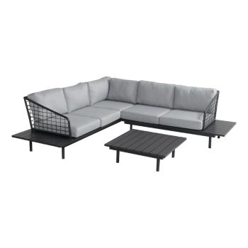 Set mobilier de grădină negru/gri din aluminiu pentru patru persoane Capri – Hartman