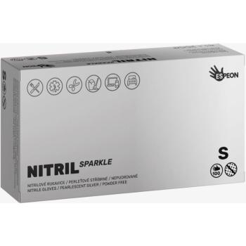 Espeon Nitril Sparkle Pearlescent Silver mănuși din nitril, fără pudră mărime S 2x50 buc