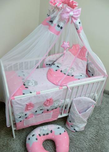 Lenjerie de pat pentru copii cu motivul unui miel de 120 x 90 cm de culoare roz