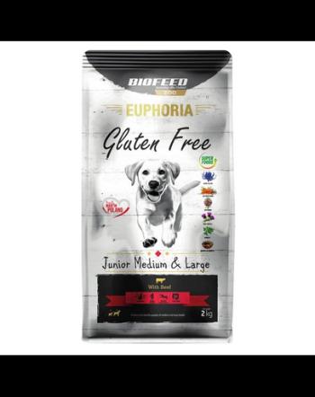 BIOFEED EUPHORIA Gluten Free Hrana uscata fara gluten pentru catei talie medie si mare, cu vita 12 kg