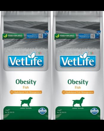 FARMINA Vet Life Obesity Fish 12 kg x 2 hrana dietetica pentru caini supraponderali, cu peste