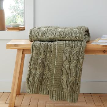 Pătură verde tricotată 130x170 cm Chunky Marl Knit – Catherine Lansfield