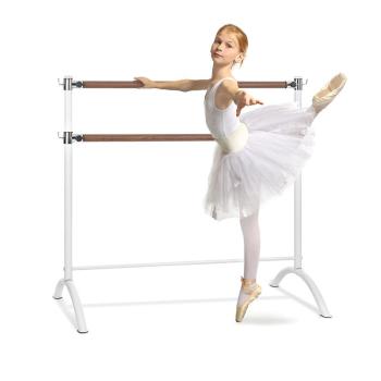 KLARFIT Barre Anna, bară dublă pentru balet, 110 x 113 cm, 2 x 38 mm Ø, albă