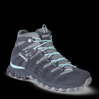 Pantofi femeii AKU Alterra Lite GTX la mijlocul gri / albastru-deschis