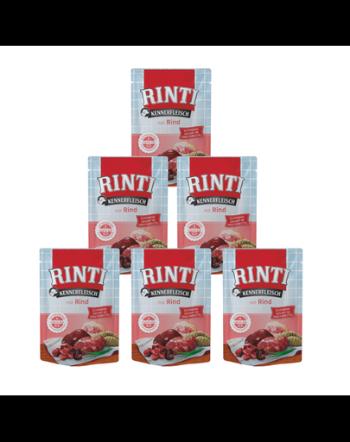 RINTI Kennerfleisch Beef 400 g 5+1 GRATIS hrana plic cu vita pentru caini