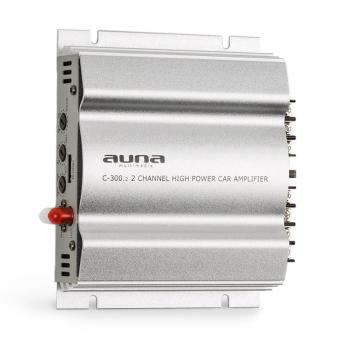 Auna C300.2, amplificator cu 2 canale, amplificator de mașină, 800W PMPO, 200W RMS, argintiu