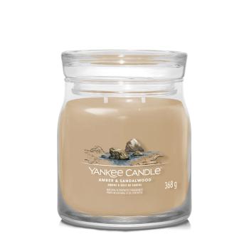 Yankee Candle Lumânare aromată Signature sticla medie Amber & Sandalwood 368 g