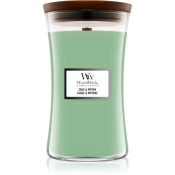 Woodwick Sage & Myrrh lumânare parfumată  cu fitil din lemn 609,5 g