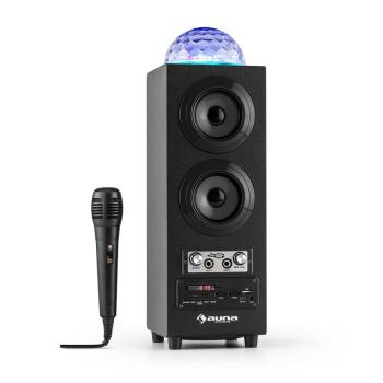 Auna Discostar negru portabil 2.1 Bluetooth Speaker USB SD FM AUX LED Jelly Ball baterie portabila incl. Microfon